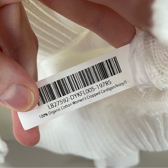 Quince Ivory 100% Organic Cotton Button Front Cropped Cardigan Sweater - Picture 7 of 8